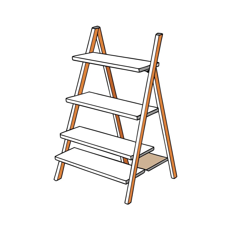 Wooden Shelf with Four Shelves Isolated on White vector