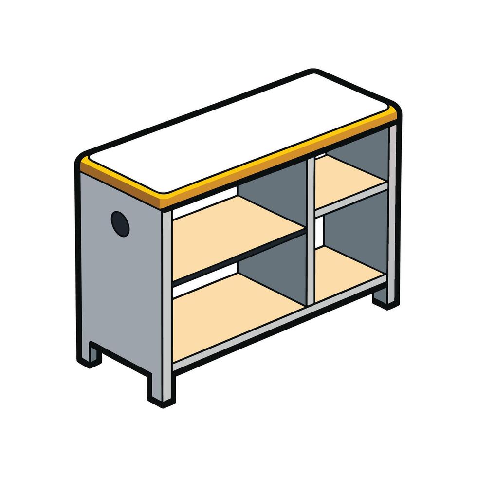 Isometric bookshelf icon with shelving illustration vector