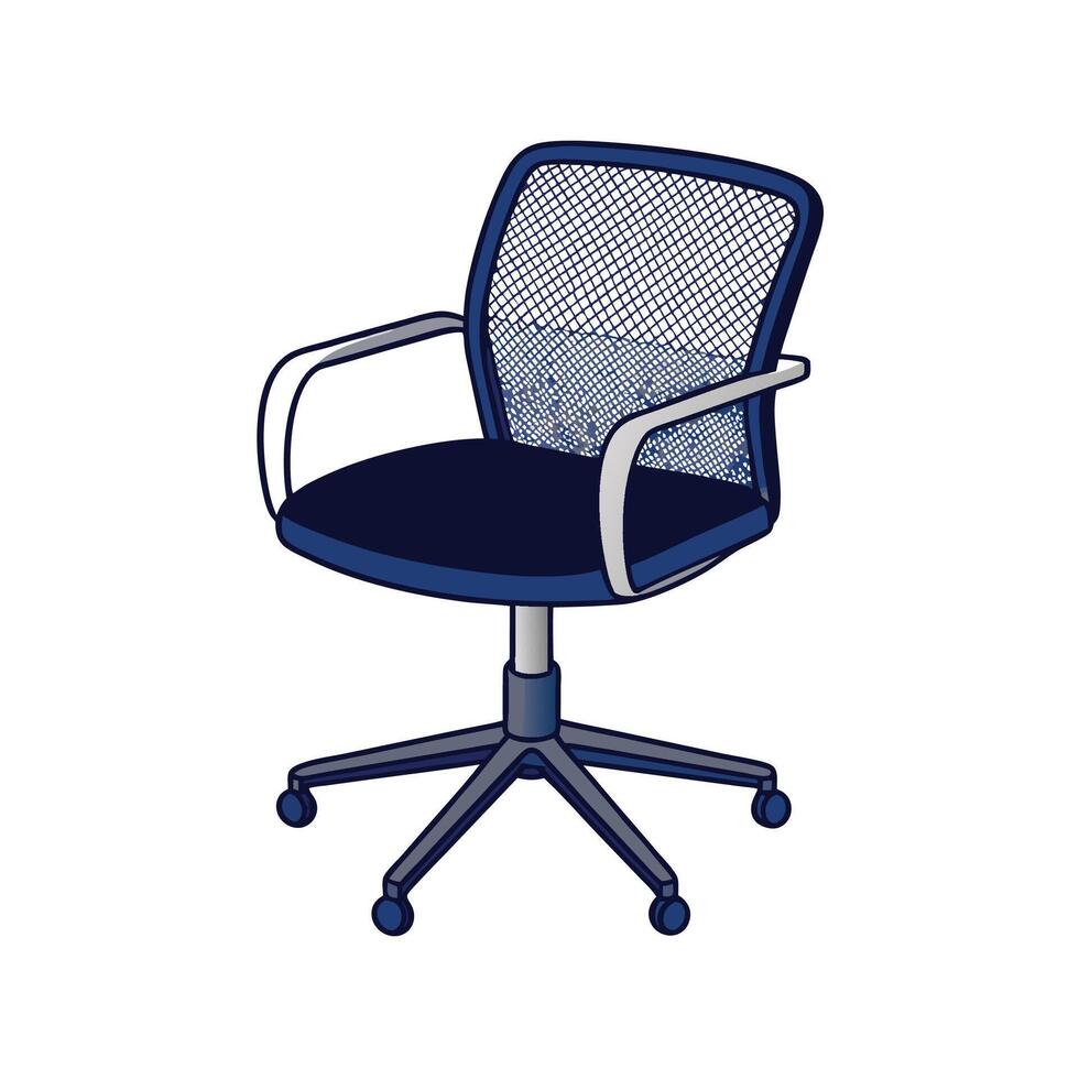 Ergonomic Blue Office Chair with Mesh Backing vector