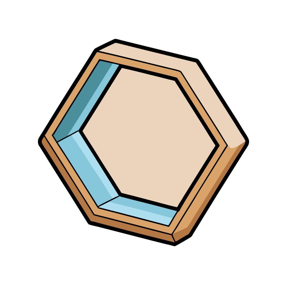 Cartoon Hexagon Display Shelf or Box With Light vector