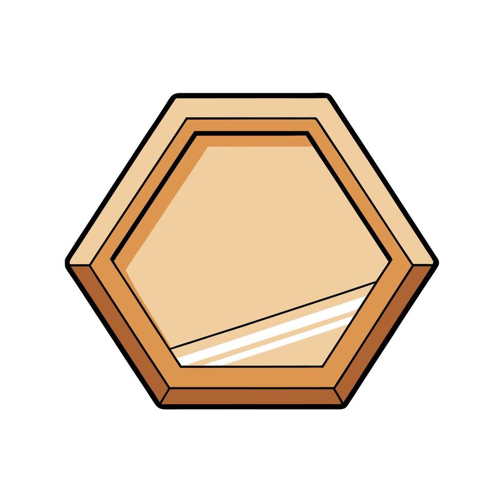 Tan Hexagon Frame with Transparent Reflection vector