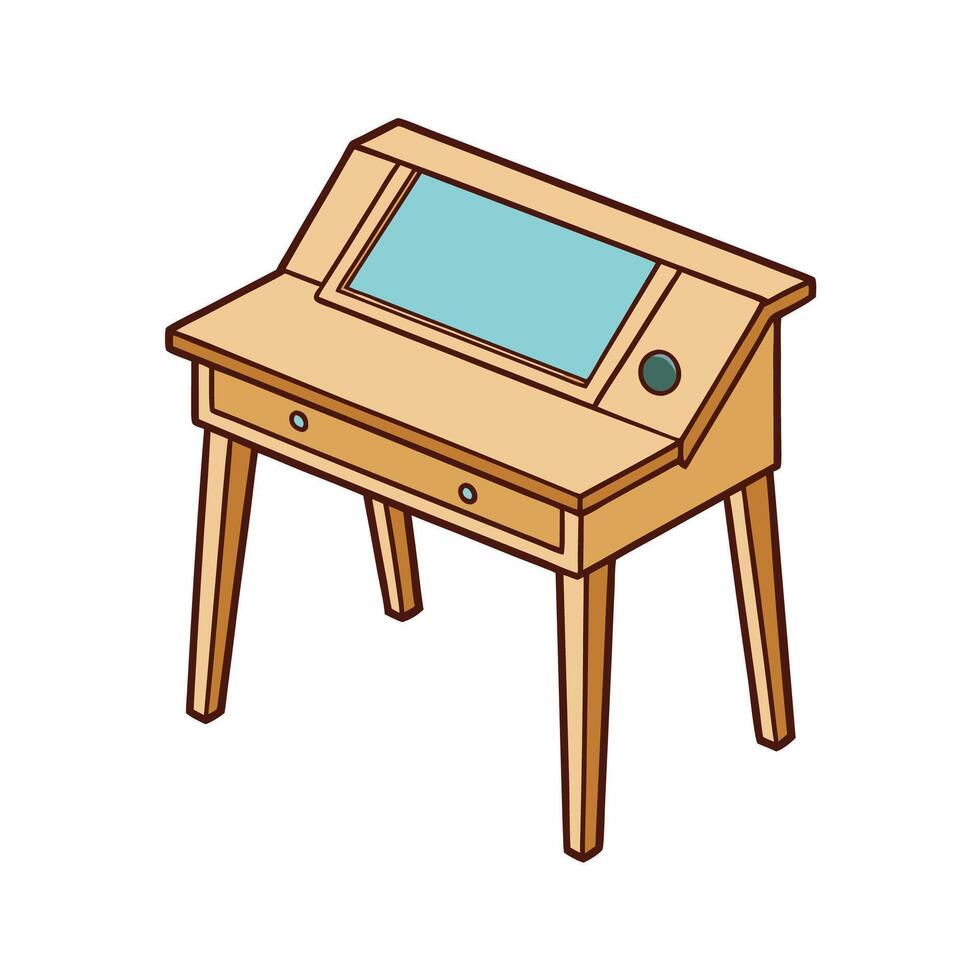 Illustration of a wooden desk with a light table vector