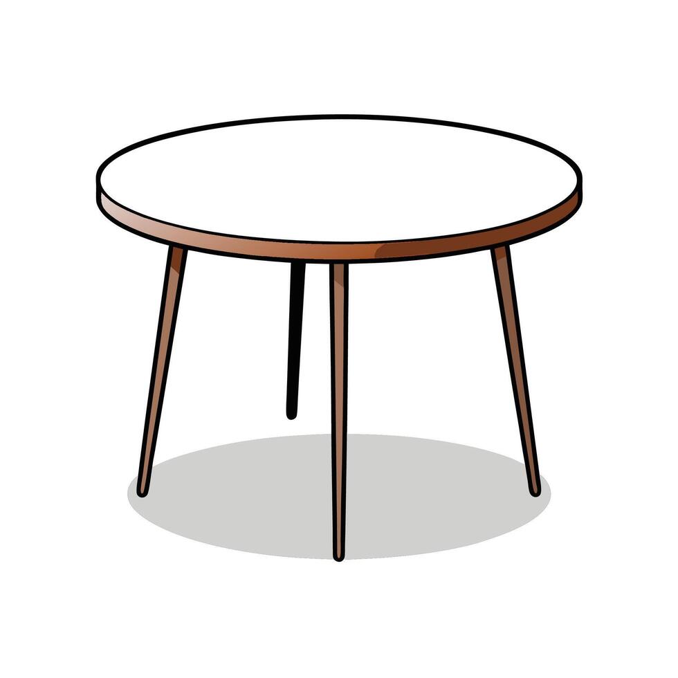 Cartoon Style Round Table with White Top vector