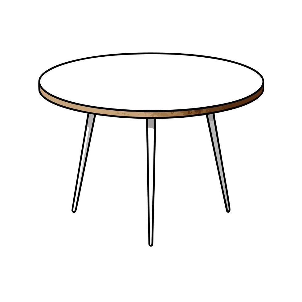 Modern Round Coffee Table with White Top and Legs vector