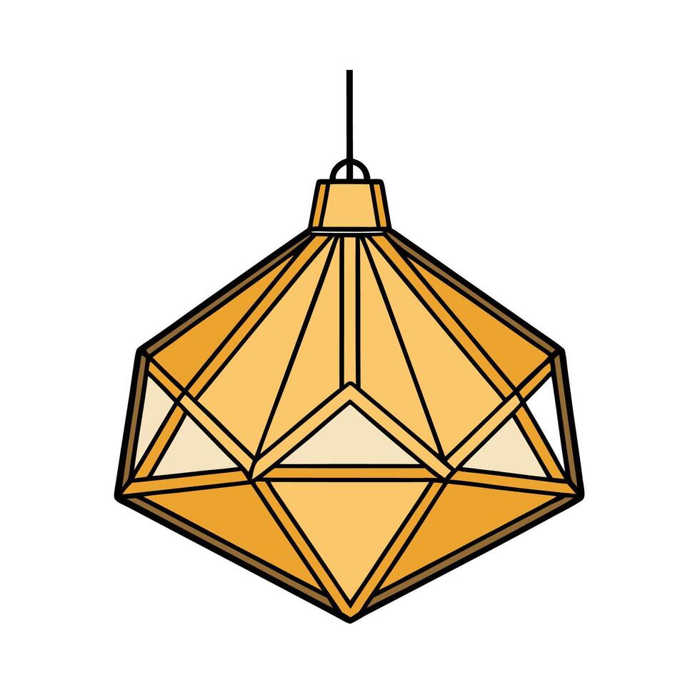 Hanging geometric light fixture, interior design element, art vector