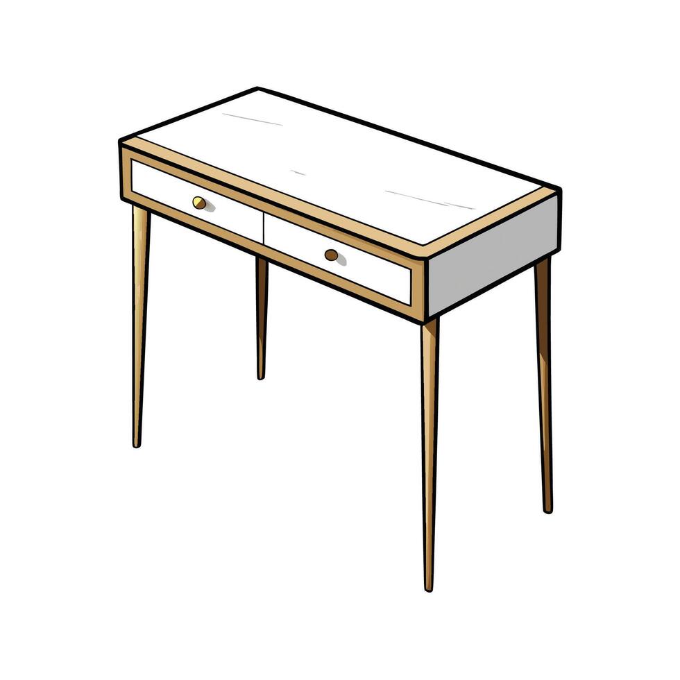 Modern Vanity Table with Two Drawers Cartoon Style vector