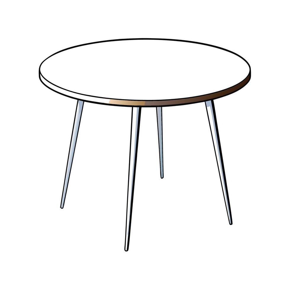 Modern round table with metal legs illustration image vector