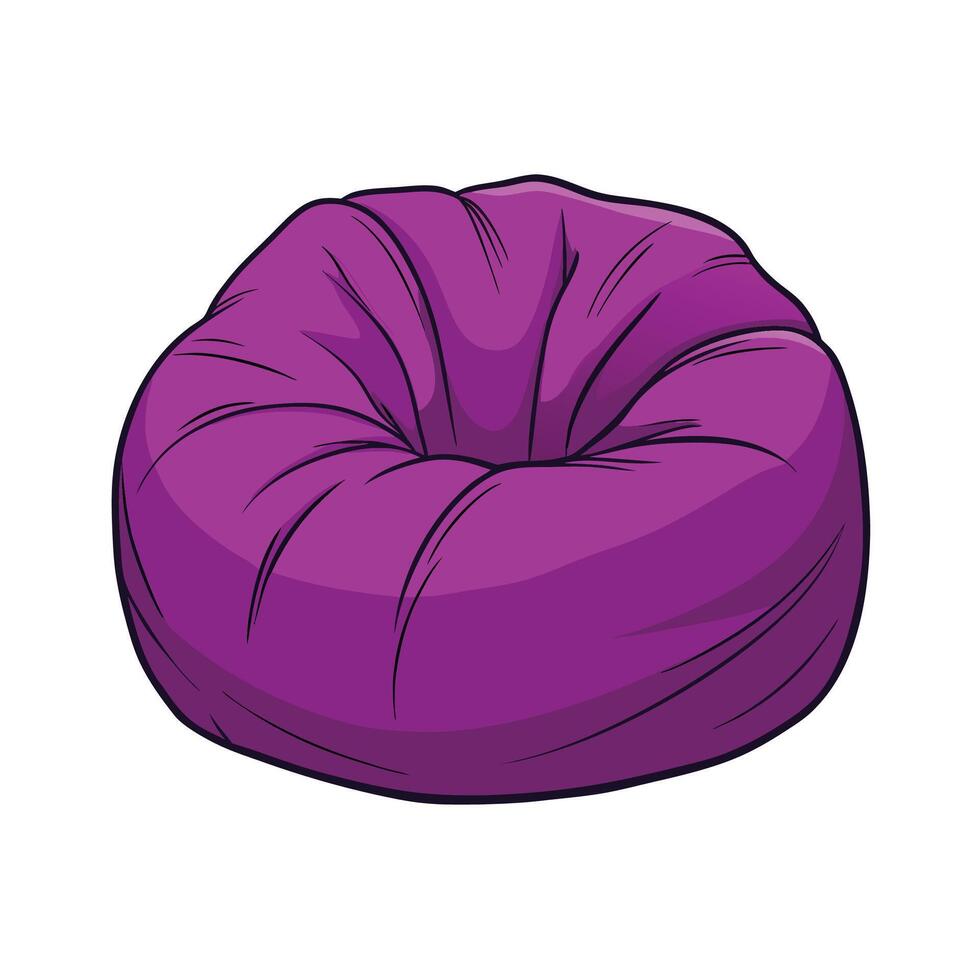 Cartoon Purple Beanbag Chair Illustration on White Background vector