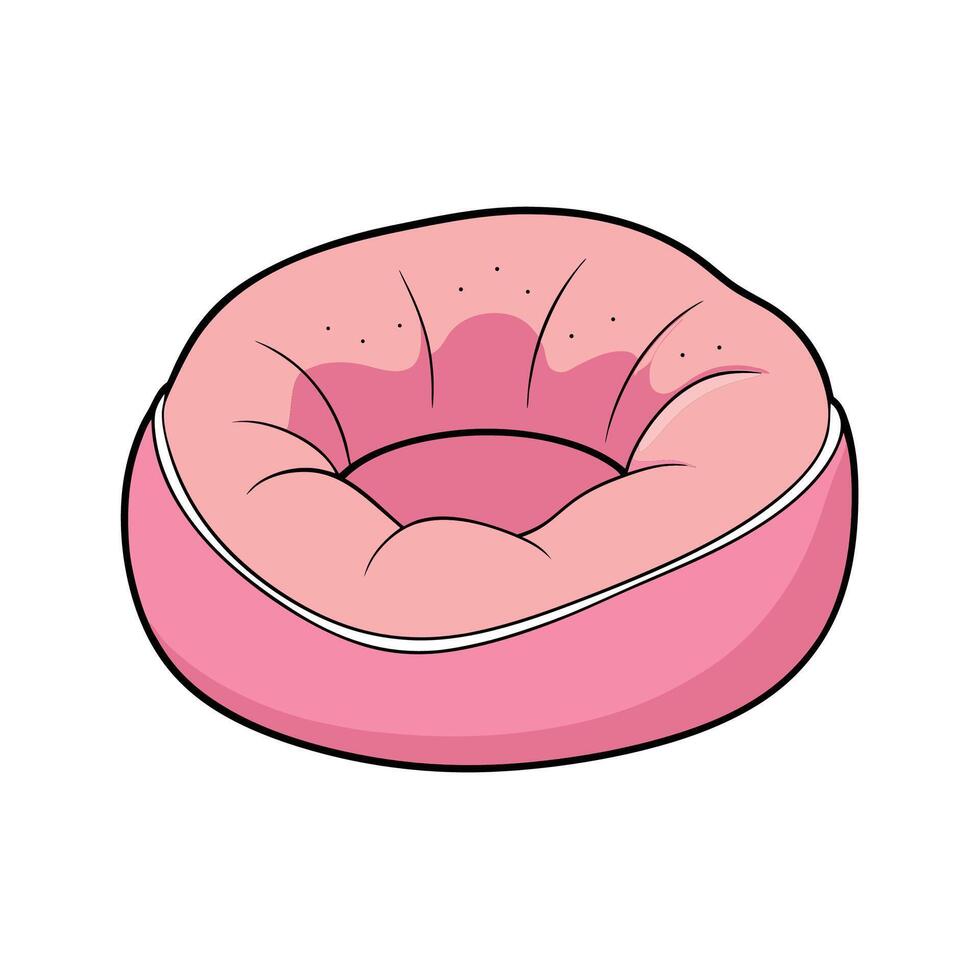 Pink donut cushion illustration for kids and pets vector