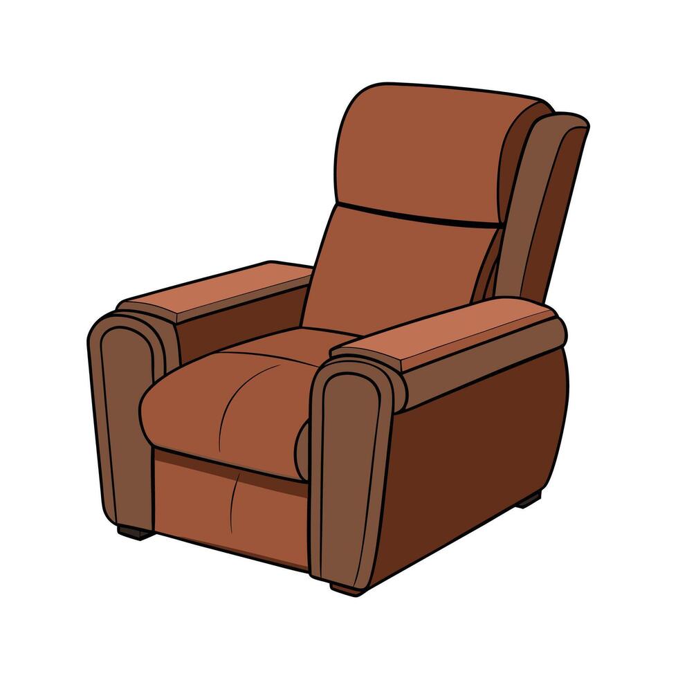 Cartoon illustration of a brown leather armchair isolated vector