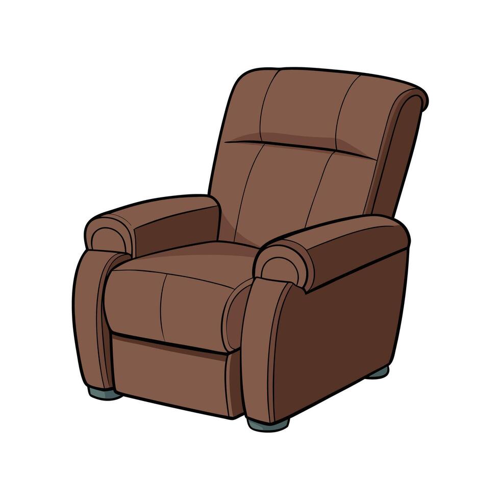 Brown Leather Recliner Comfortable Living Room Furniture Illustration vector