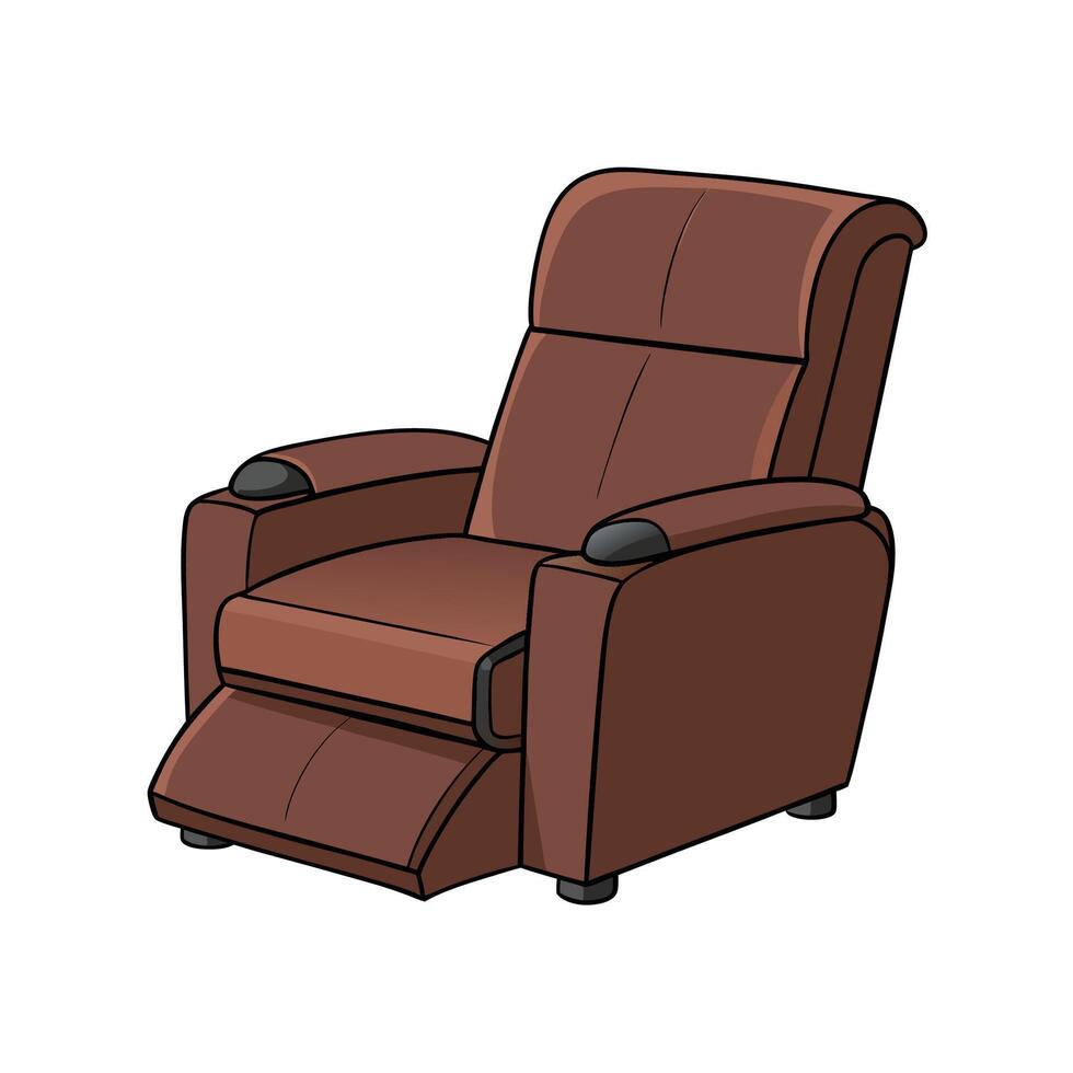 Comfortable brown recliner chair illustration on a white background vector