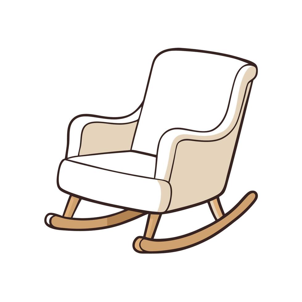 Cartoon White Rocking Chair Illustration for Comfortable Relaxation vector