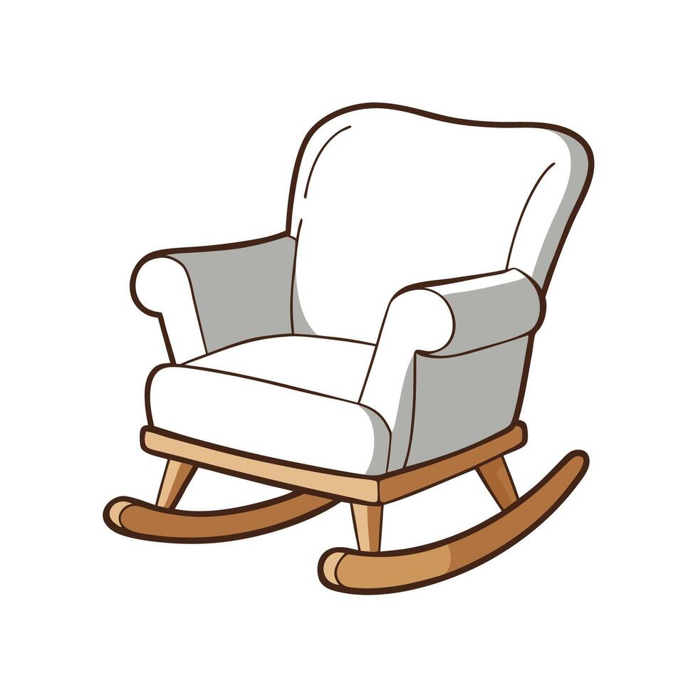 Cartoon White Rocking Chair Illustration Image vector