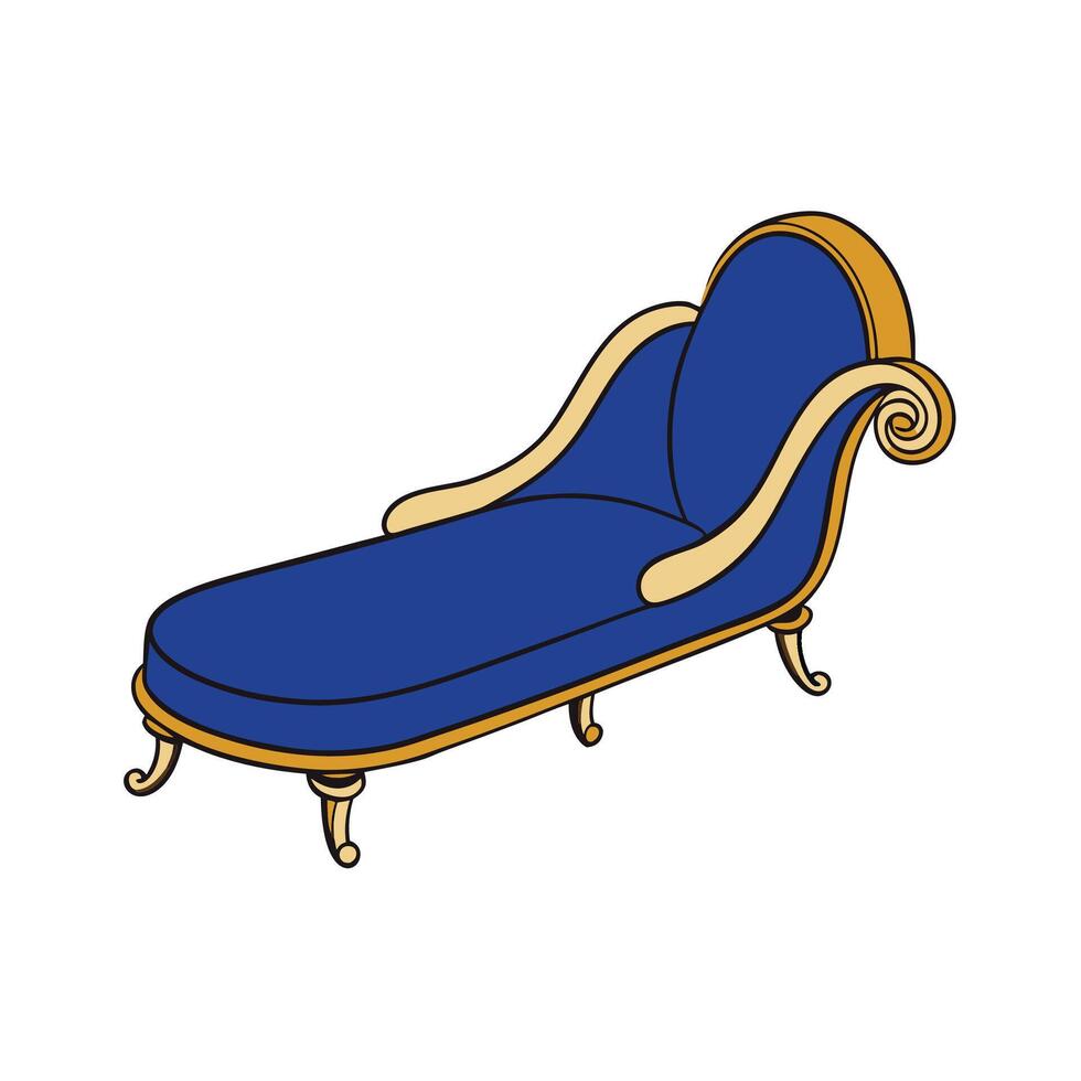 Elegant blue and gold chaise lounge illustration vector