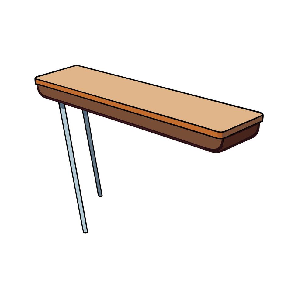 Cartoon minimalist table with two metal legs art vector