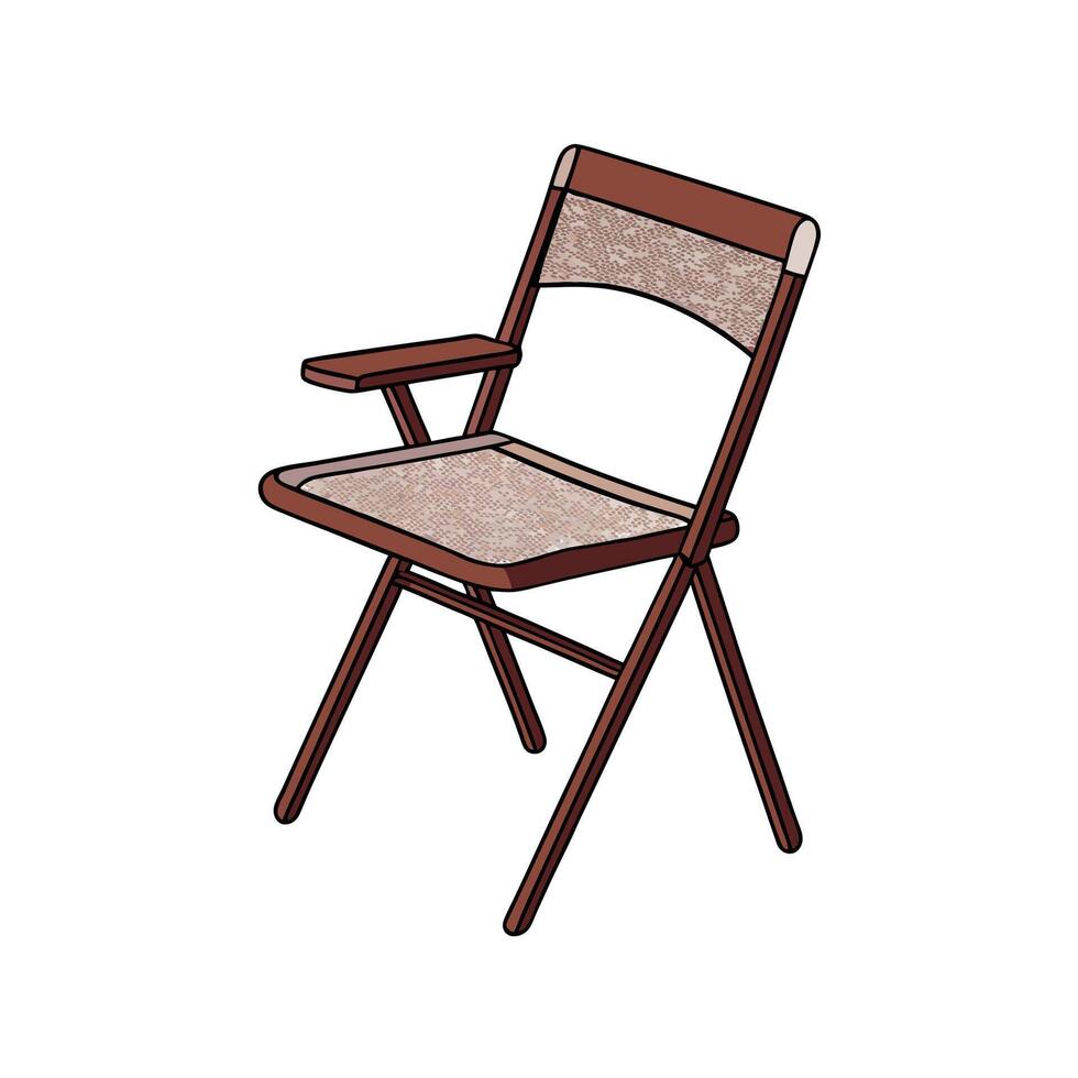 Foldable Armchair with Brown Wooden Frame Illustration vector