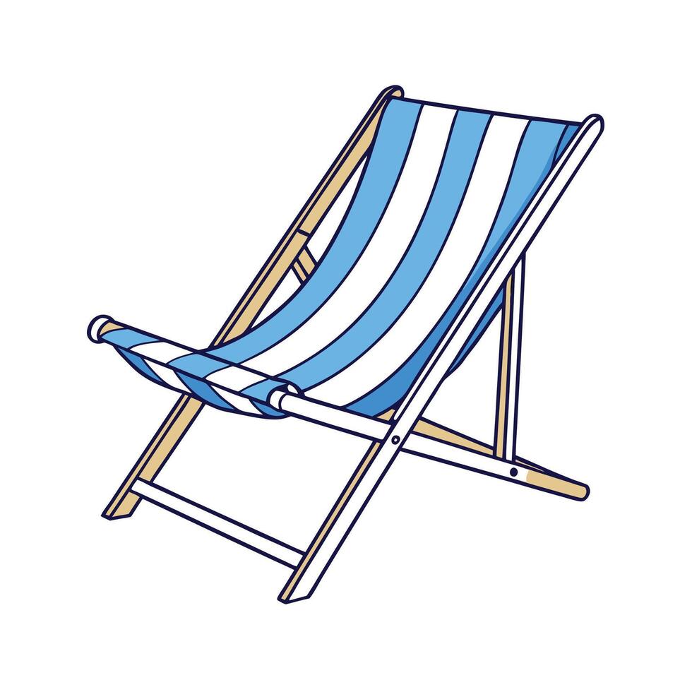 Striped Beach Chair Icon Illustration Summer Relaxation vector