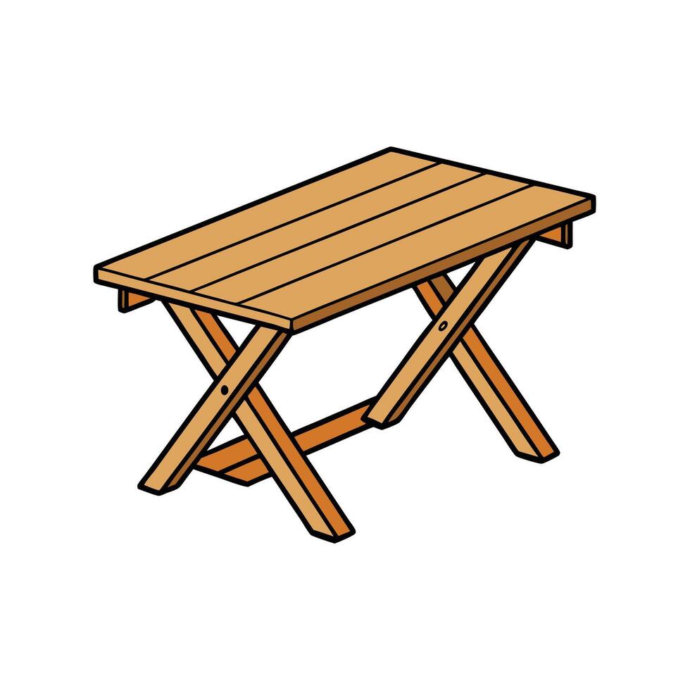 Wooden folding table illustration for furniture design vector