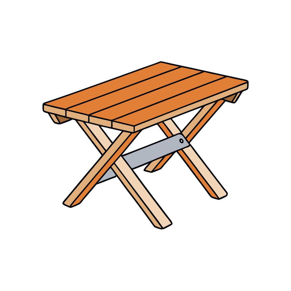 Cartoon Folding Table Illustration Portable, Lightweight, and Easy Storage vector