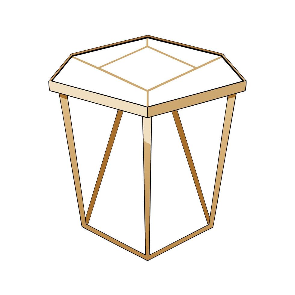 Minimalist geometric side table with white top surface vector