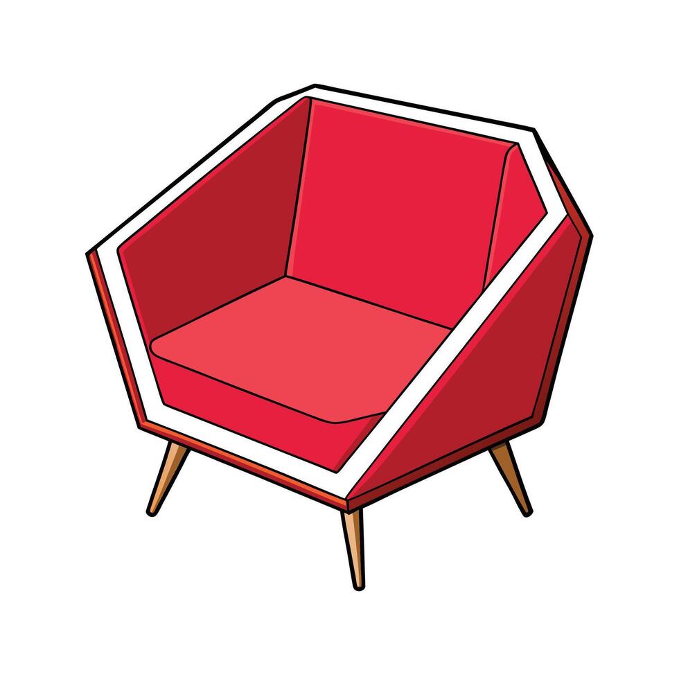 Retro red armchair illustration for graphic design vector