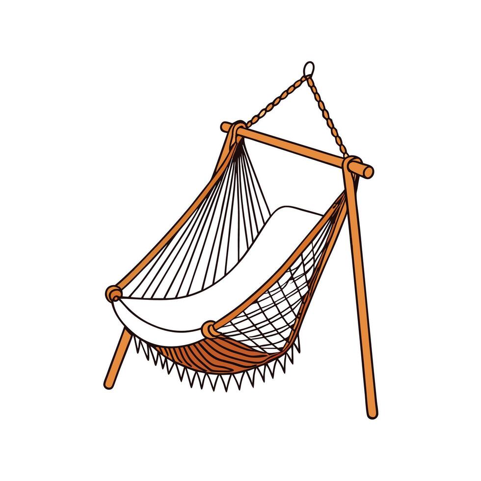 Cozy hammock chair illustration for relaxation time vector