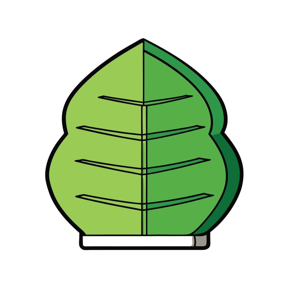 Cartoon green leaf in vase nature concept illustration vector
