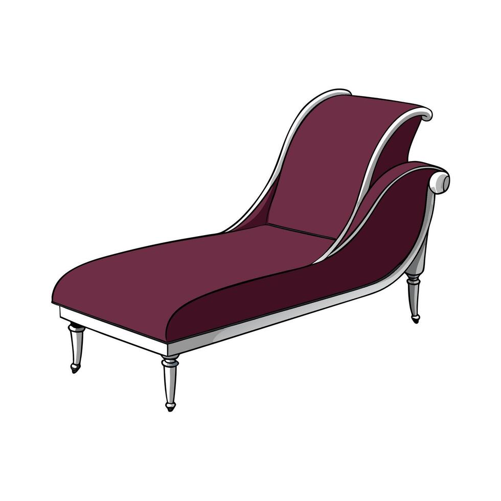 Illustration of a classic lounge, chaise lounge, or fainting couch vector