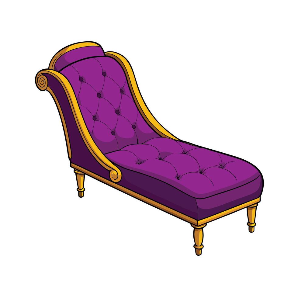 Purple and Gold Chaise Lounge Illustration vector