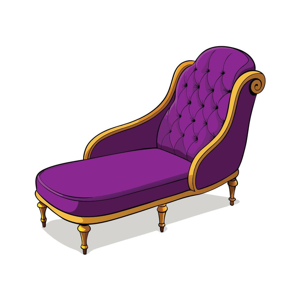 Elegant Purple Chaise Lounge with Gold Trim Illustration vector