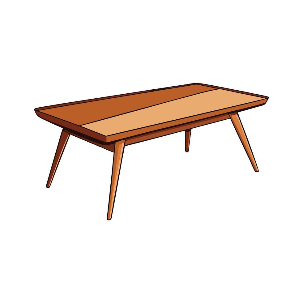 MidCentury Modern Style Brown Coffee Table Illustration vector