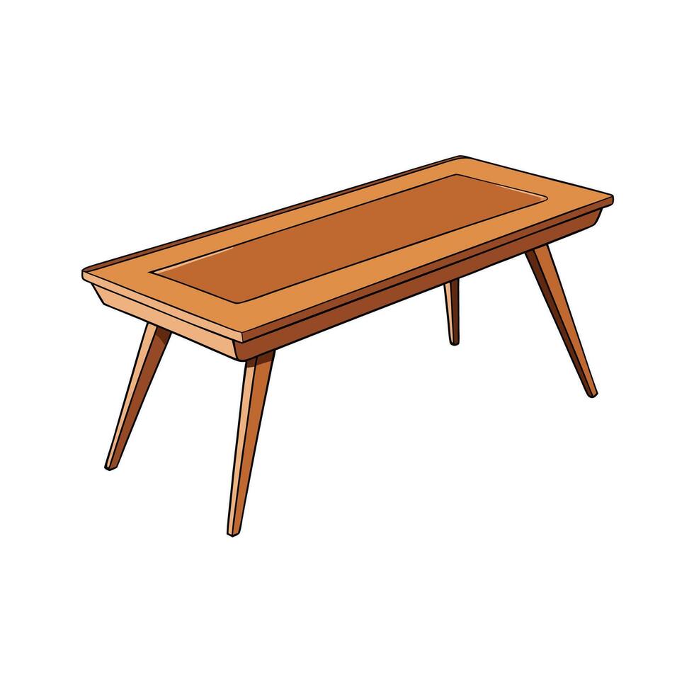 Cartoon wooden coffee table with simple design vector
