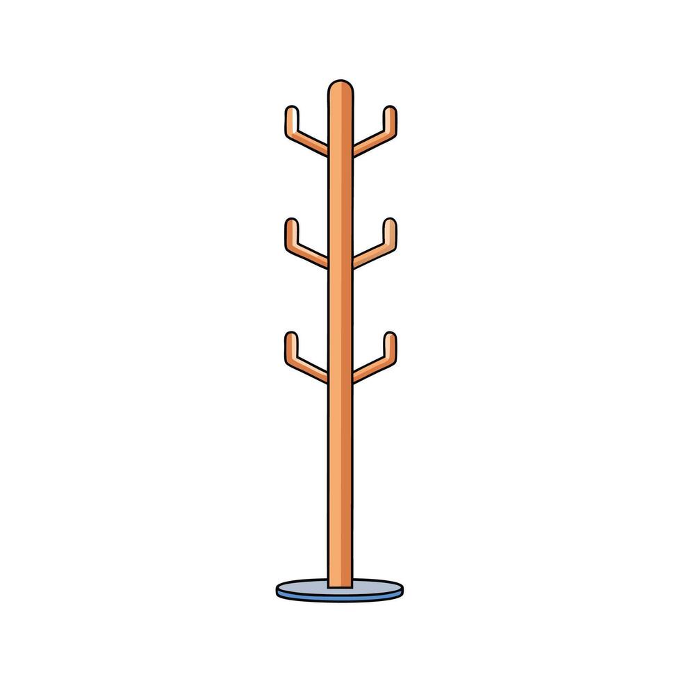 Simple Wooden Coat Rack for Home Organization Illustration vector