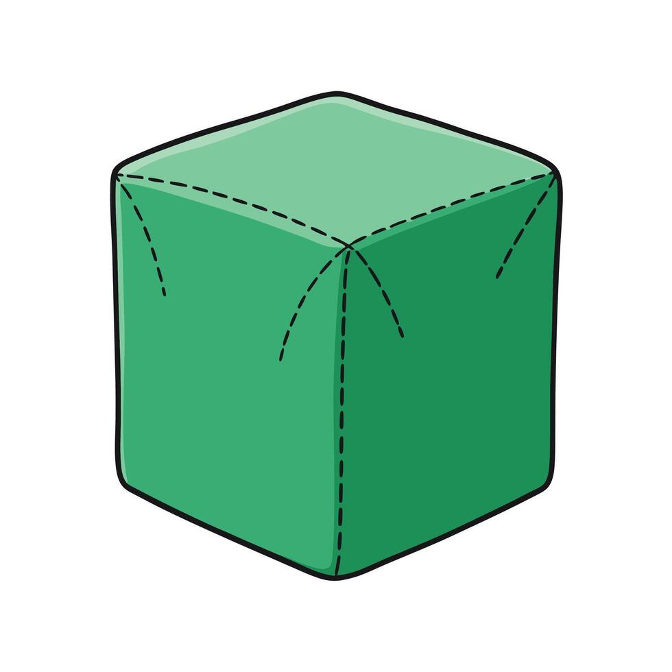Green Cartoonish Box or Cube with Dashed Lines vector