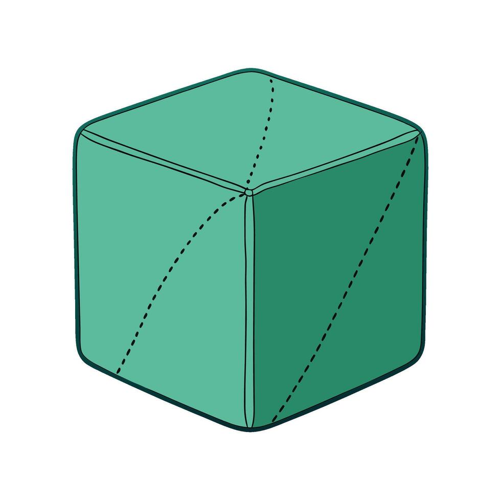 Aqua Cube Illustration with Dashed Lines and Borders vector
