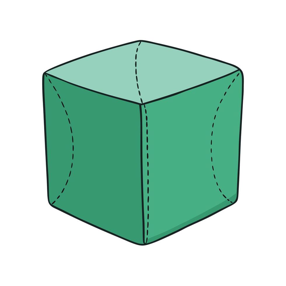 Illustration of a stylized green cube with rounded edges vector