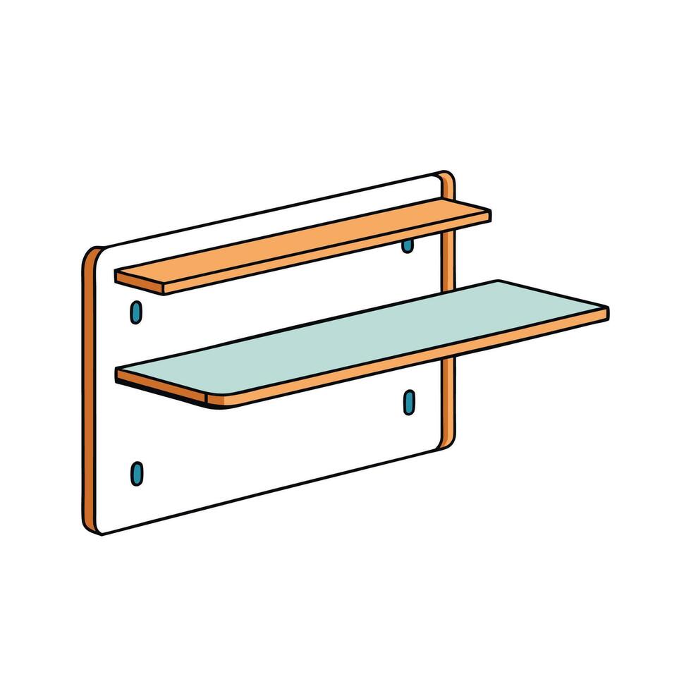 Modern TwoTier Wall Shelf with Stylish Color Scheme vector
