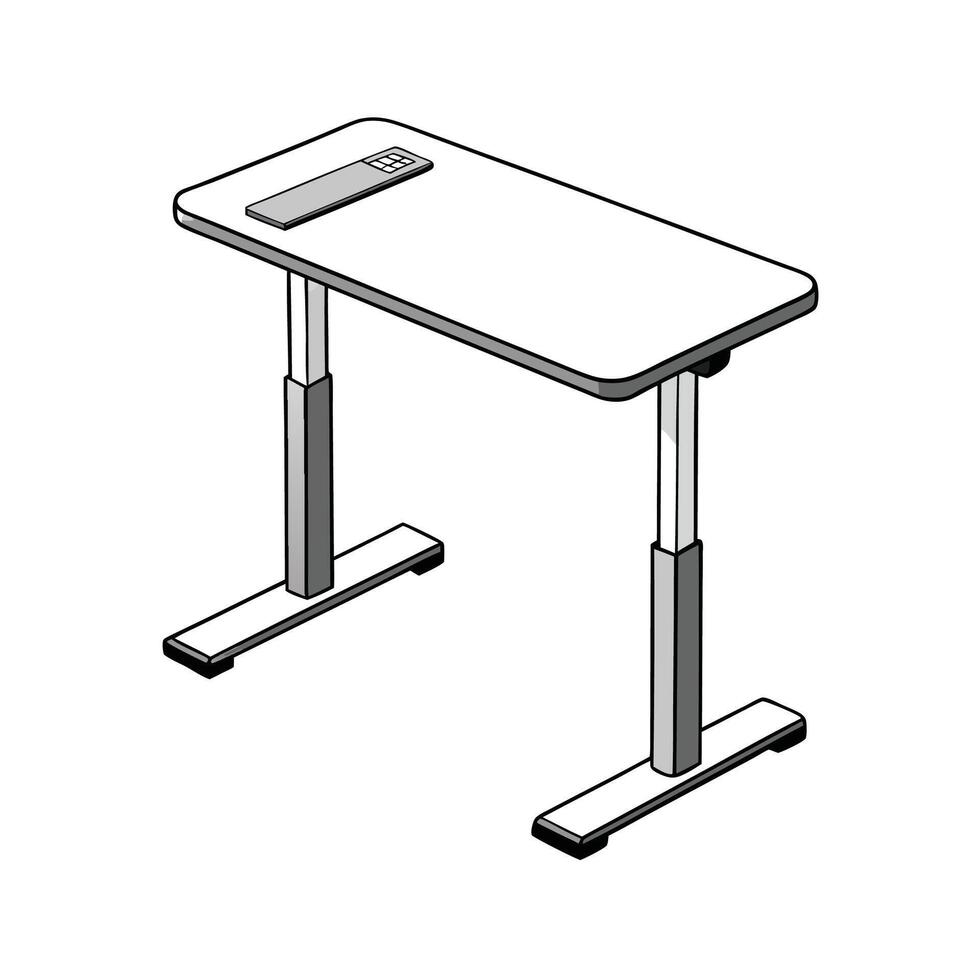 Isometric adjustable height standing desk for remote work vector