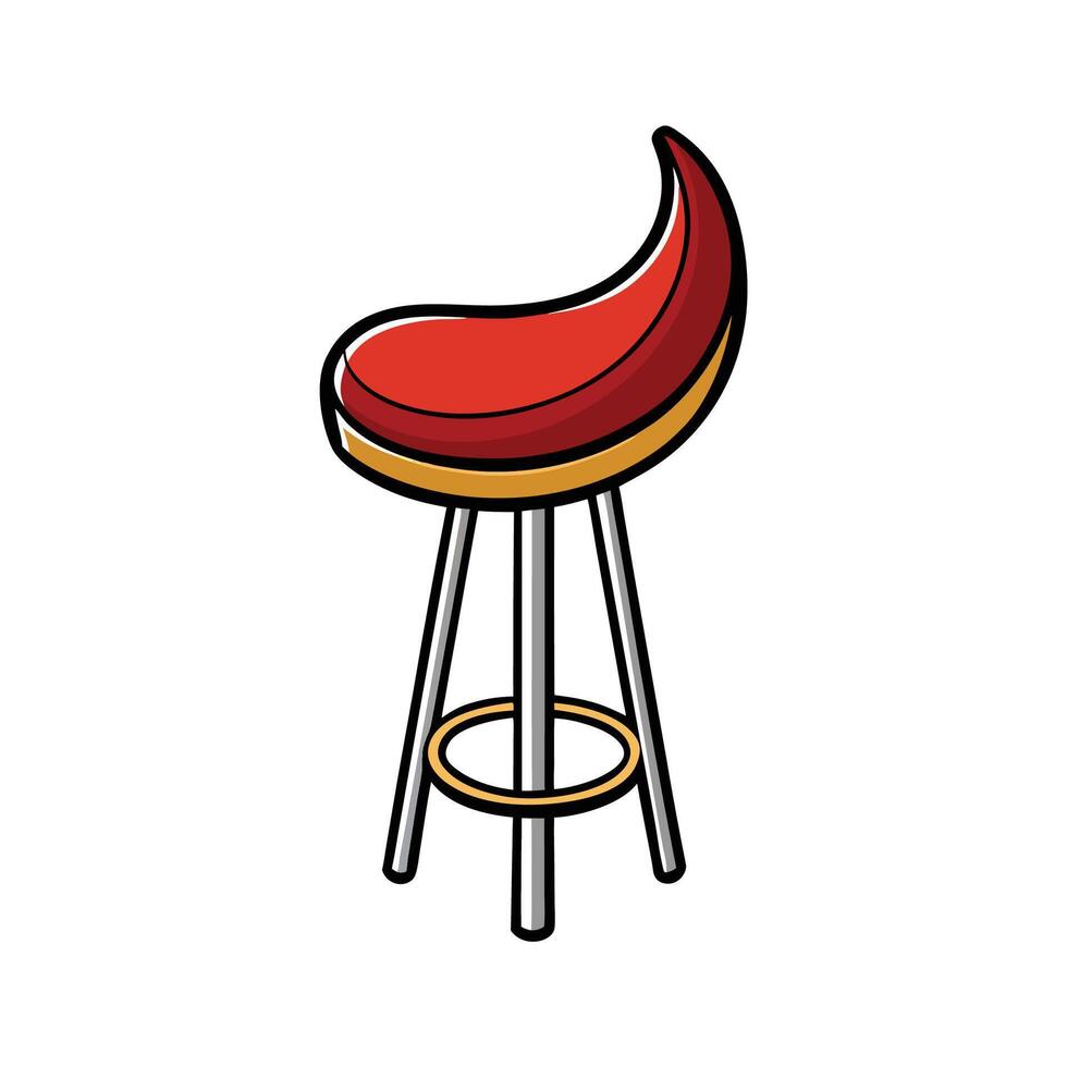 Modern Red and Gold Bar Stool with Three Legs vector