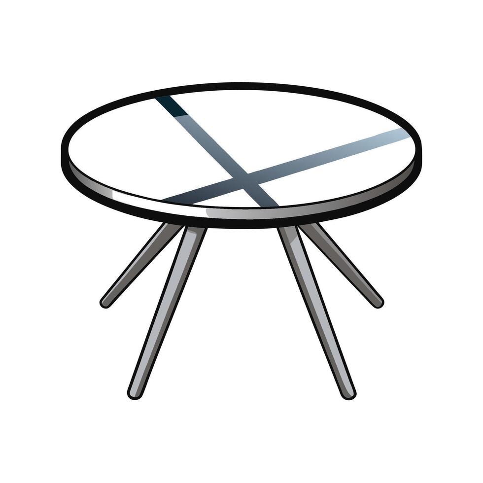 Modern Round Coffee Table with White Top Design vector
