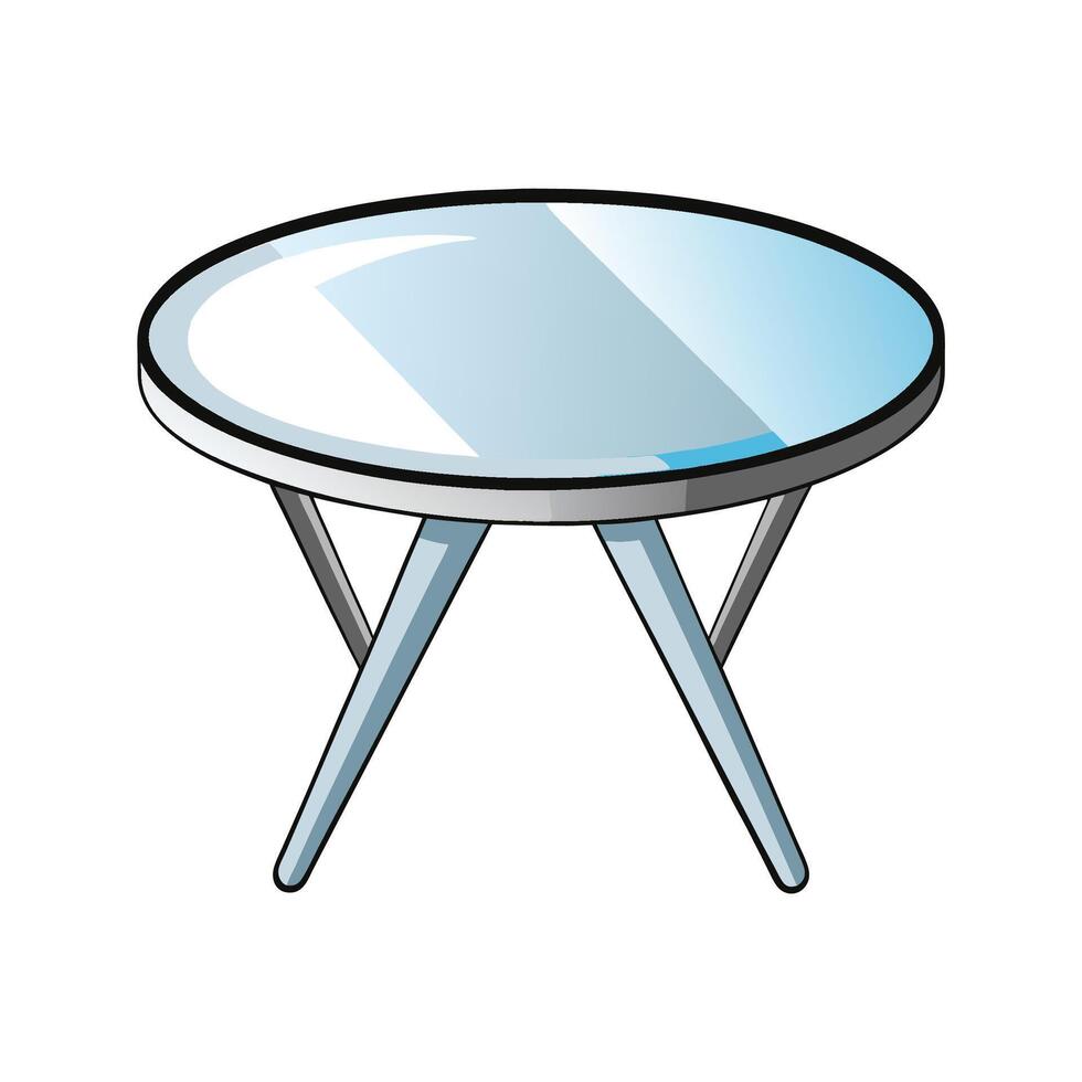 Cartoon Style Round Table with Chrome Legs Isolated vector