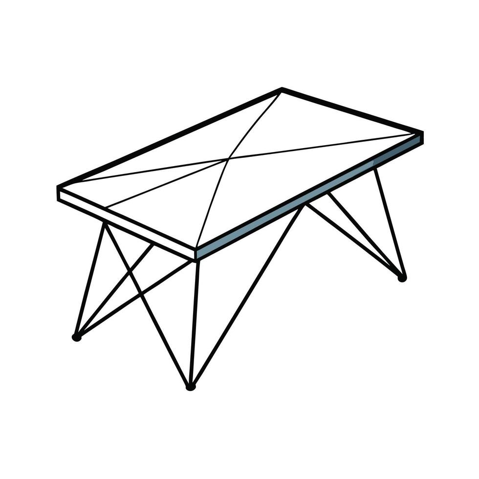 Minimalist Isometric Table Illustration Furniture, Design, and Style vector