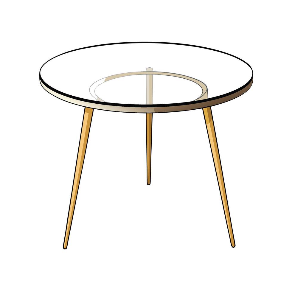 Modern Round Glass Coffee Table with Wooden Legs vector