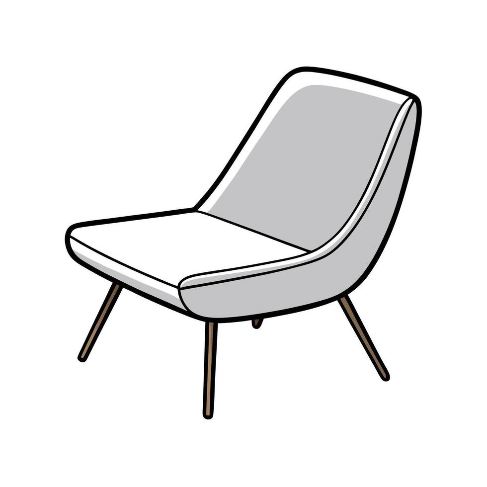 Midcentury modern accent chair with gray and white upholstery vector