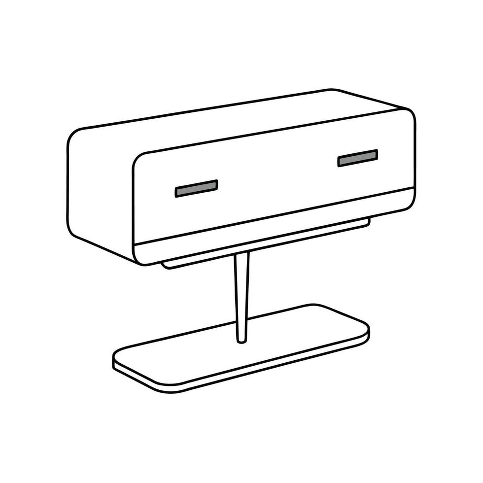 Modern minimalist desk outline on white background illustration vector