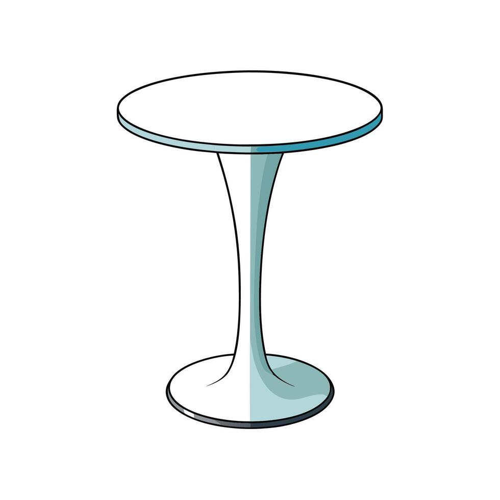 Modern White Round Table Illustration Art vector