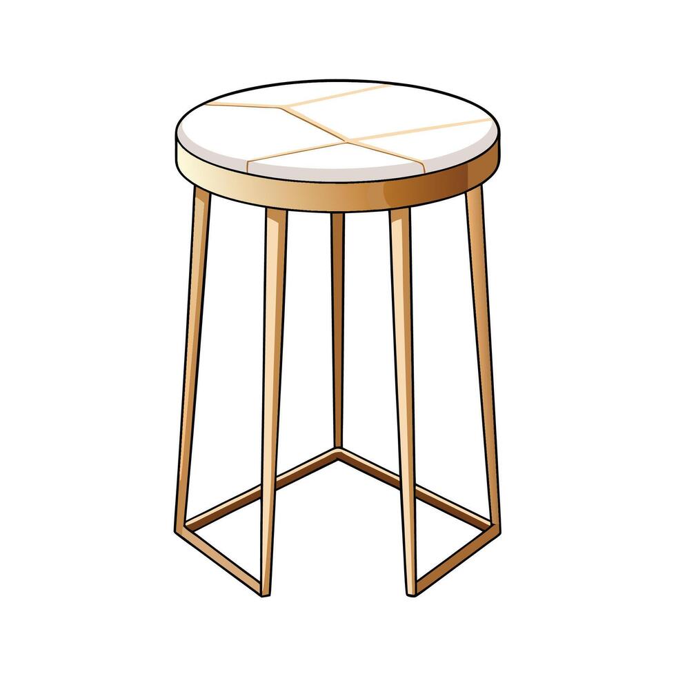 Modern Marble and Gold Stool Illustration isolated design vector