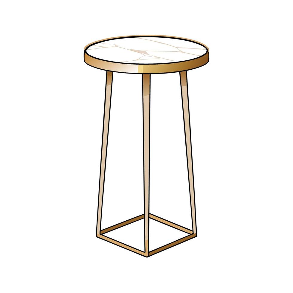 Elegant Gold and Marble Side Table Illustration vector