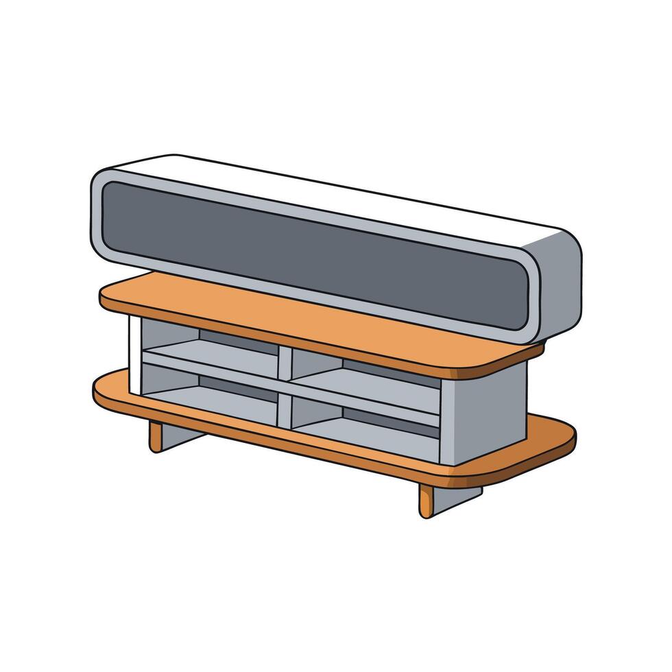 Modern minimalist tv stand with shelves illustration design vector